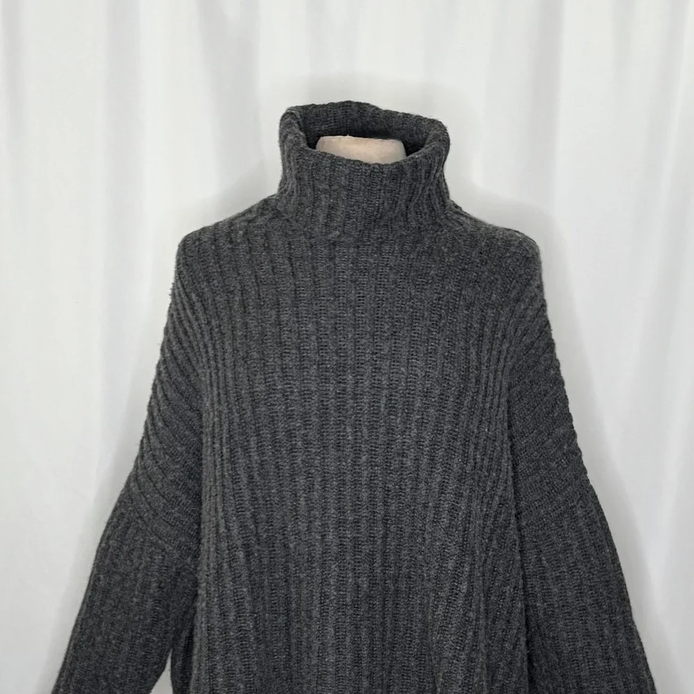 7115 BY SZEKI Dark Grey Turtleneck Sweater Merino Wool Boxy Oversized Small‎ - Picture 4 of 14
